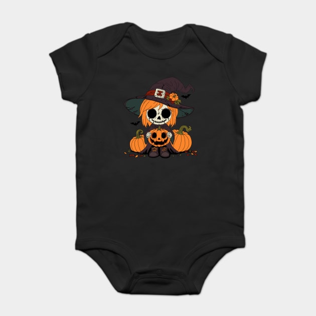 Cute Autumn Witch Baby Bodysuit by H. R. Sinclair
